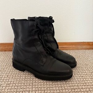 Women VINCE Black Lace up Combat Boots
